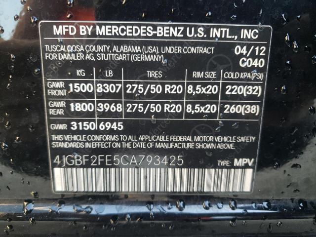 Photo 14 from auction – 2012 MERCEDES-BENZ GL 350 BLU with VIN 4JGBF2FE5CA793425
