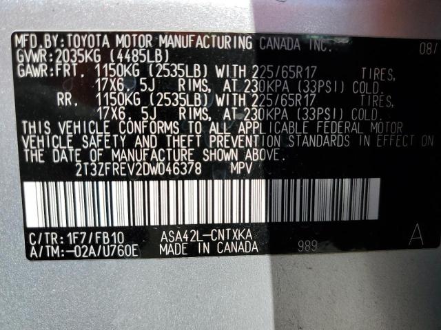 Photo 14 from auction – 2013 TOYOTA RAV4 LE with VIN 2T3ZFREV2DW046378