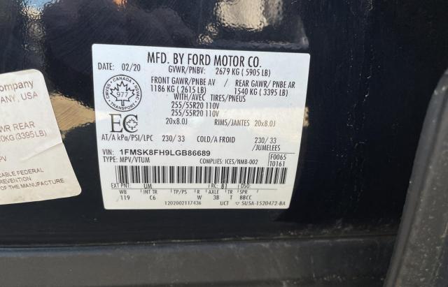 Photo 10 from auction – 2020 FORD EXPLORER L with VIN 1FMSK8FH9LGB86689