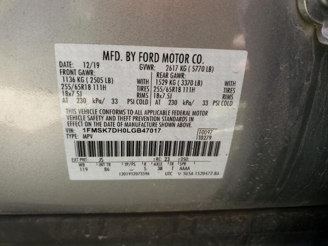 Photo 14 from auction – 2020 FORD EXPLORER X with VIN 1FMSK7DH0LGB47017