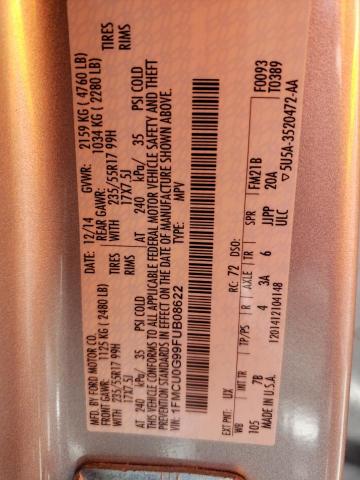 Photo 14 from auction – 2015 FORD ESCAPE SE with VIN 1FMCU0G99FUB08622