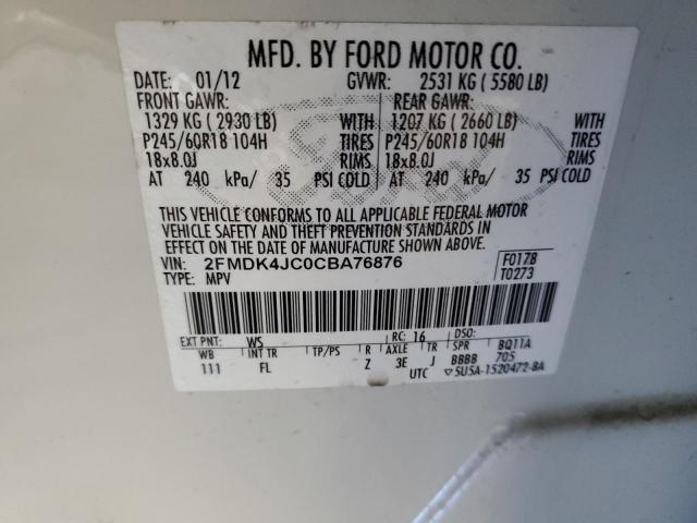 Photo 14 from auction – 2012 FORD EDGE SEL with VIN 2FMDK4JC0CBA76876