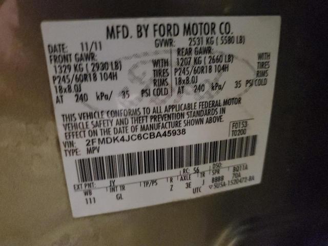 Photo 14 from auction – 2012 FORD EDGE SEL with VIN 2FMDK4JC6CBA45938