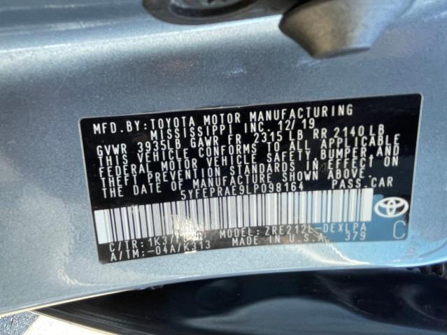 Photo 10 from auction – 2020 TOYOTA COROLLA LE with VIN 5YFEPRAE9LP098164