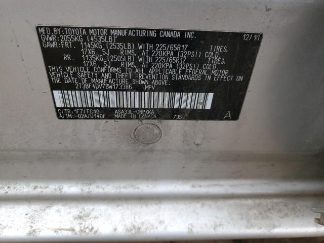 Photo 14 from auction – 2011 TOYOTA RAV4 with VIN 2T3BF4DV7BW173386