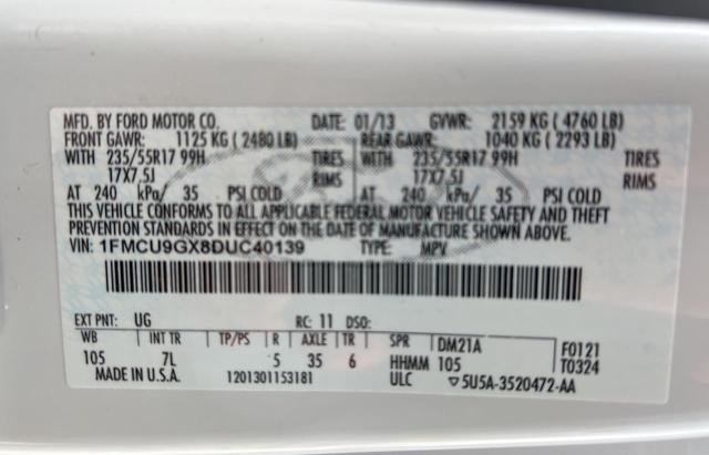 Photo 10 from auction – 2013 FORD ESCAPE SE with VIN 1FMCU9GX8DUC40139