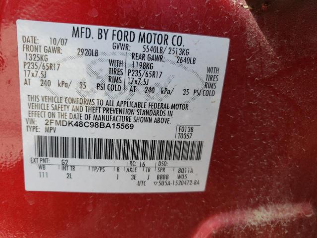 Photo 14 from auction – 2008 FORD EDGE SEL with VIN 2FMDK48C98BA15569