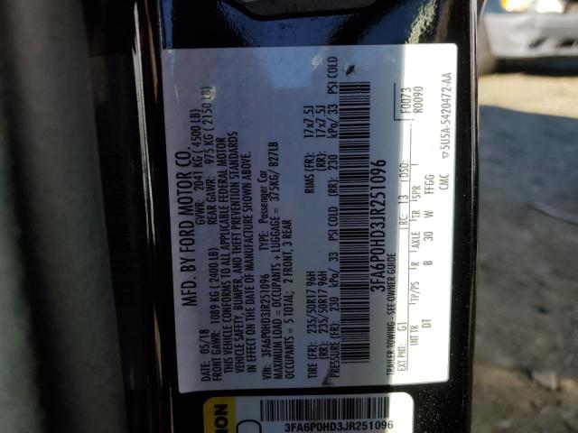 Photo 10 from auction – 2018 FORD FUSION SE with VIN 3FA6P0HD3JR251096