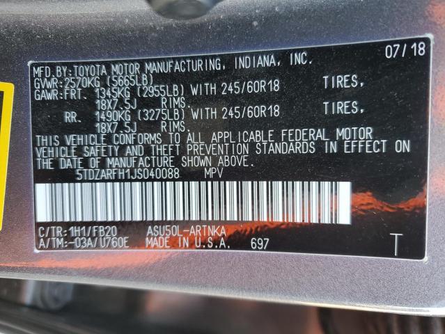 Photo 14 from auction – 2018 TOYOTA HIGHLANDER with VIN 5TDZARFH1JS040088