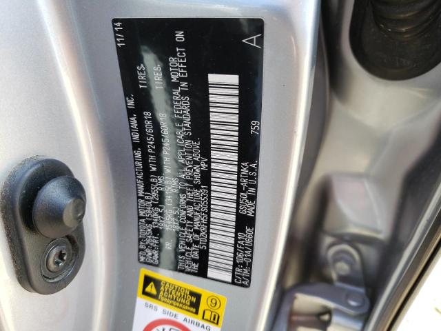 Photo 14 from auction – 2015 TOYOTA HIGHLANDER with VIN 5TDZKRFH5FS055391