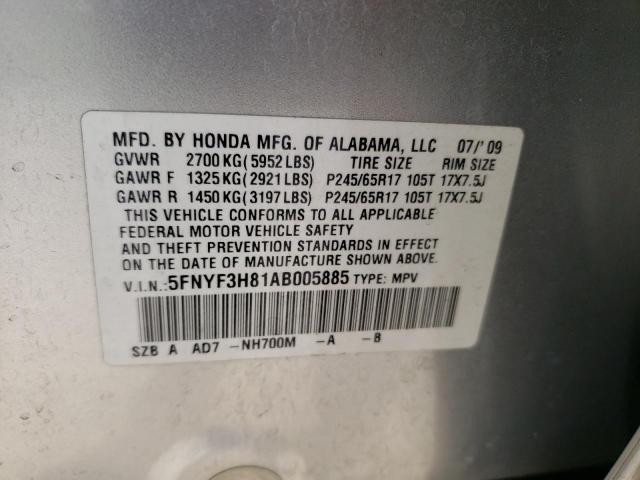 Photo 14 from auction – 2010 HONDA PILOT TOUR with VIN 5FNYF3H81AB005885
