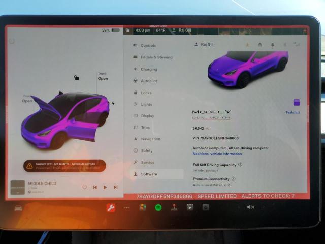 Foto 9 de la subasta – 2022 TESLA MODEL Y con VIN 7SAYGDEF5NF346866