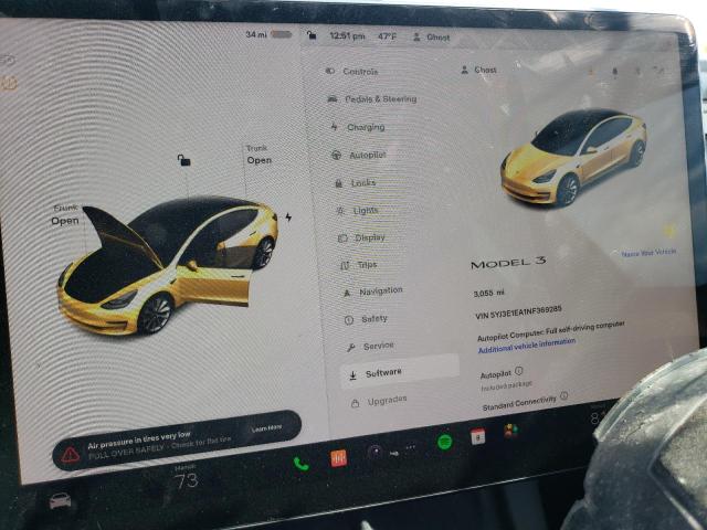 Photo 9 from auction – 2022 TESLA MODEL 3 with VIN 5YJ3E1EA1NF369285