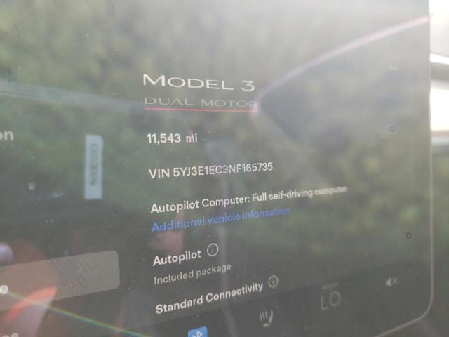 Photo 9 from auction – 2022 TESLA MODEL 3 with VIN 5YJ3E1EC3NF165735