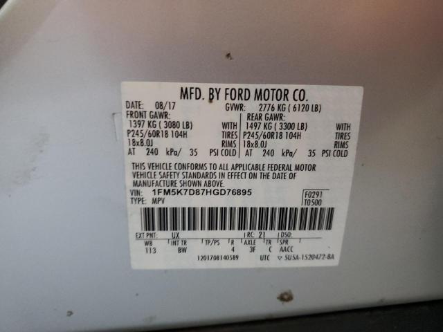 Photo 14 from auction – 2017 FORD EXPLORER X with VIN 1FM5K7D87HGD76895