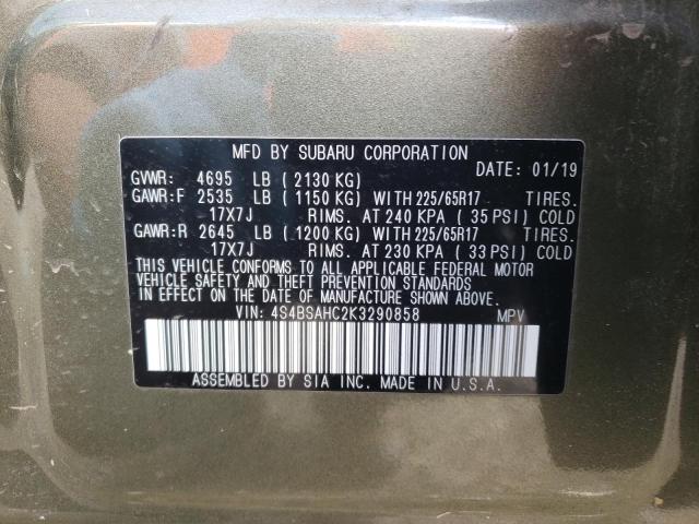 Photo 14 from auction – 2019 SUBARU OUTBACK 2. with VIN 4S4BSAHC2K3290858