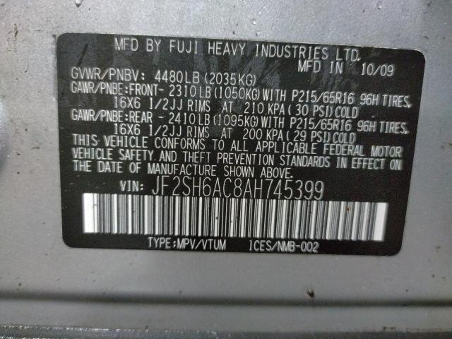 Photo 14 from auction – 2010 SUBARU FORESTER 2 with VIN JF2SH6AC8AH745399