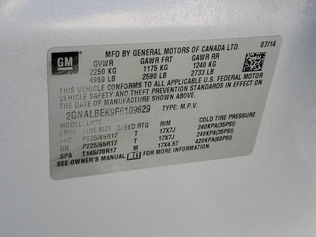 Photo 14 from auction – 2015 CHEVROLET EQUINOX LT with VIN 2GNALBEK9F6109629