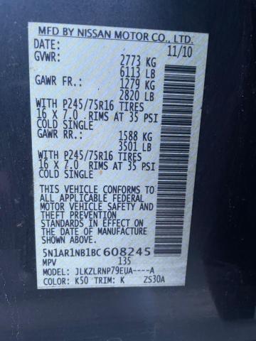 Photo 10 from auction – 2011 NISSAN PATHFINDER with VIN 5N1AR1NB1BC608245