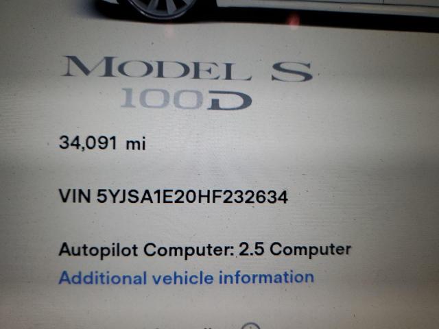 Photo 9 from auction – 2017 TESLA MODEL S with VIN 5YJSA1E20HF232634