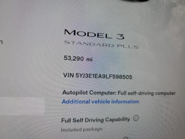 Photo 9 from auction – 2020 TESLA MODEL 3 with VIN 5YJ3E1EA9LF598505