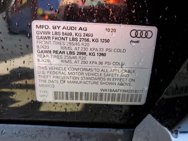 Photo 14 from auction – 2021 AUDI Q5 PREMIUM with VIN WA1BAAFY3M2018277