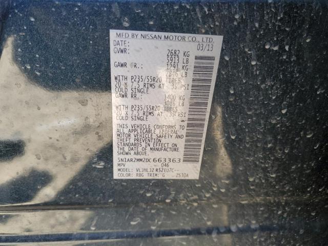 Photo 14 from auction – 2013 NISSAN PATHFINDER with VIN 5N1AR2MM2DC663363