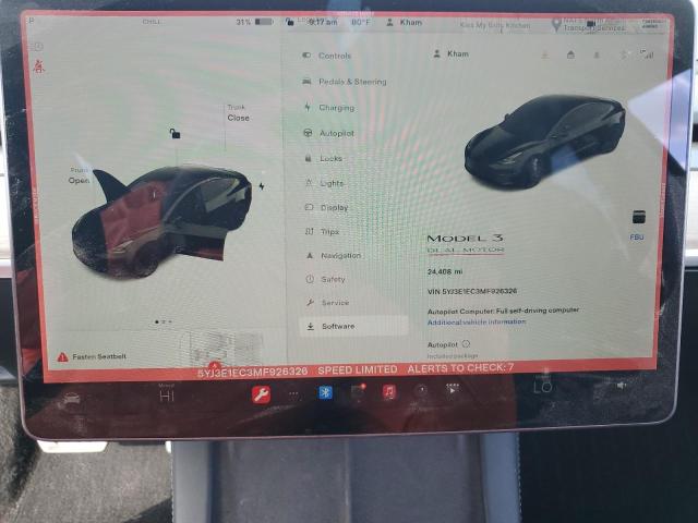 Photo 9 from auction – 2021 TESLA MODEL 3 with VIN 5YJ3E1EC3MF926326