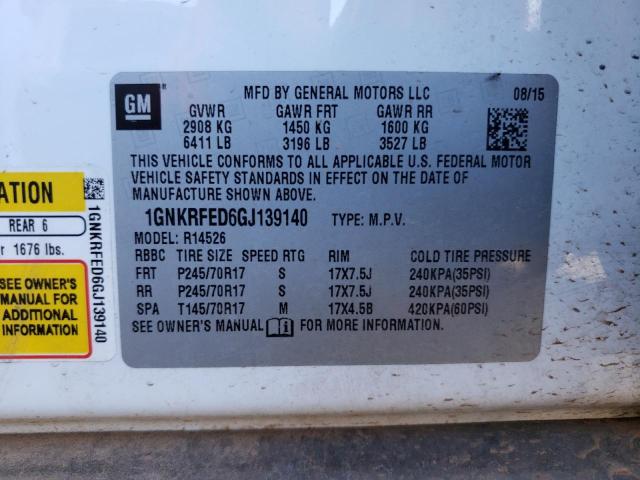 Photo 14 from auction – 2016 CHEVROLET TRAVERSE L with VIN 1GNKRFED6GJ139140
