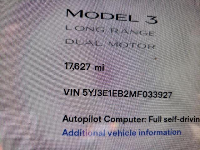 Photo 9 from auction – 2021 TESLA MODEL 3 with VIN 5YJ3E1EB2MF033927
