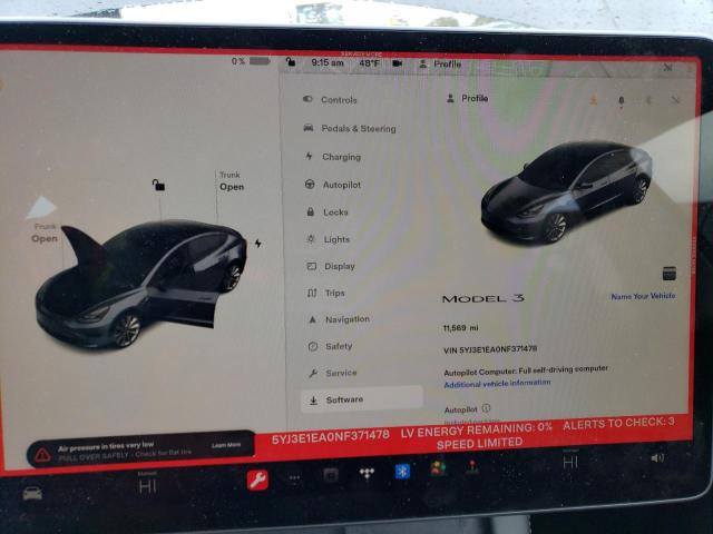 Photo 9 from auction – 2022 TESLA MODEL 3 with VIN 5YJ3E1EA0NF371478