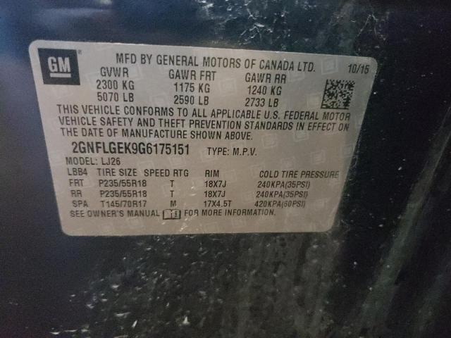 Photo 14 from auction – 2016 CHEVROLET EQUINOX LT with VIN 2GNFLGEK9G6175151