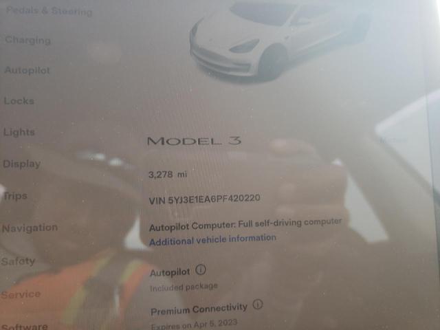 Photo 9 from auction – 2023 TESLA MODEL 3 with VIN 5YJ3E1EA6PF420220