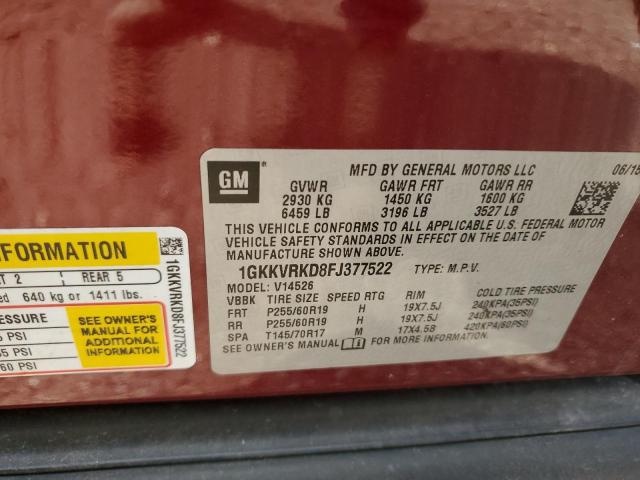 Photo 14 from auction – 2015 GMC ACADIA SLT with VIN 1GKKVRKD8FJ377522