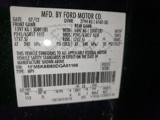Photo 14 from auction – 2013 FORD EXPLORER with VIN 1FM5K8B80DGA91166
