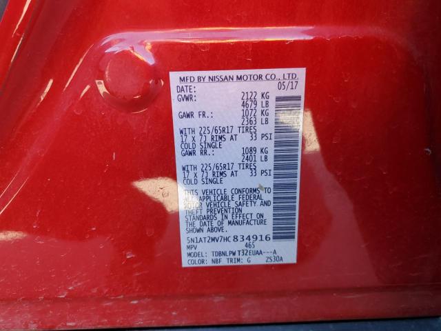 Photo 14 from auction – 2017 NISSAN ROGUE SV with VIN 5N1AT2MV7HC834916