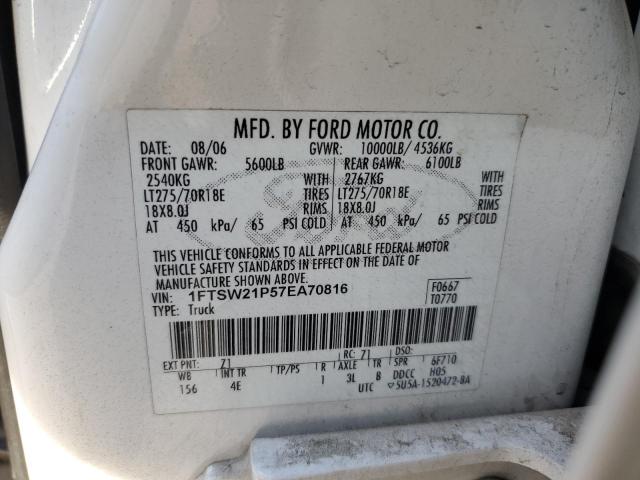Photo 10 from auction – 2007 FORD F250 SUPER with VIN 1FTSW21P57EA70816