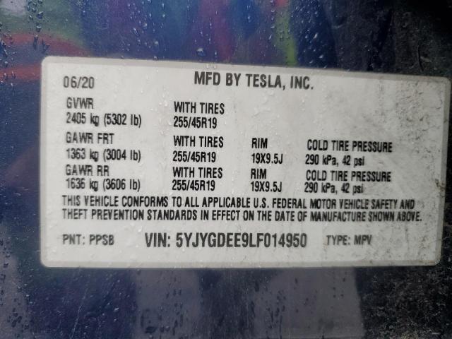 Photo 14 from auction – 2020 TESLA MODEL Y with VIN 5YJYGDEE9LF014950