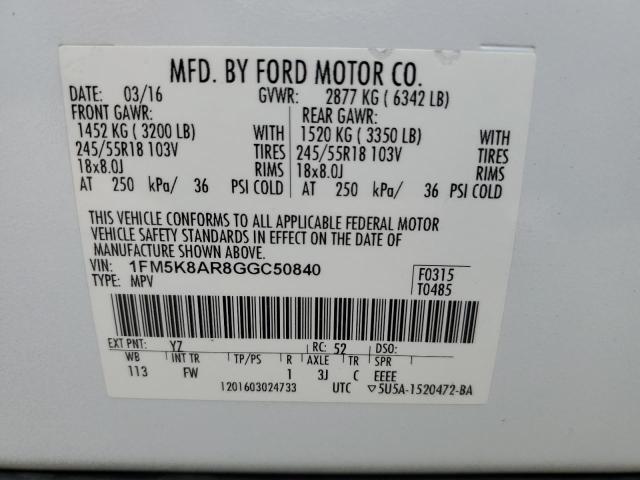 Photo 14 from auction – 2016 FORD EXPLORER P with VIN 1FM5K8AR8GGC50840