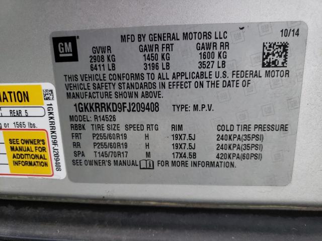 Photo 14 from auction – 2015 GMC ACADIA SLT with VIN 1GKKRRKD9FJ209408
