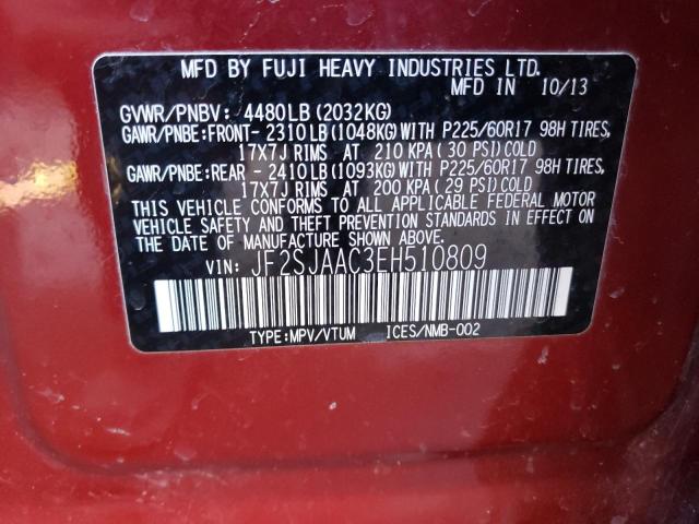 Photo 14 from auction – 2014 SUBARU FORESTER 2 with VIN JF2SJAAC3EH510809