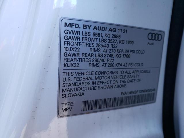 Photo 14 from auction – 2022 AUDI SQ8 PREMIU with VIN WA1AWBF13ND009249
