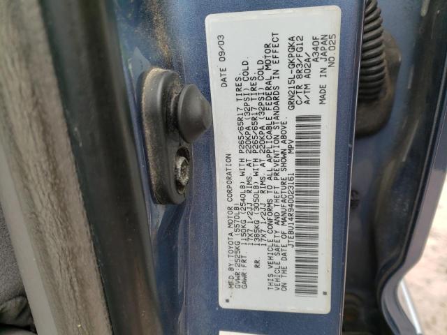 Photo 14 from auction – 2004 TOYOTA 4RUNNER SR with VIN JTEBU14R940023161