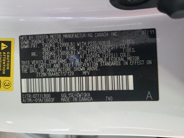Photo 14 from auction – 2011 LEXUS RX 350 with VIN 2T2BK1BA4BC117129