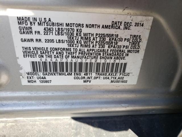 Photo 14 from auction – 2015 MITSUBISHI OUTLANDER with VIN 4A4AP3AU3FE019181