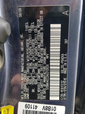 Photo 14 from auction – 2010 TOYOTA SIENNA CE with VIN 5TDKK4CC2AS312626