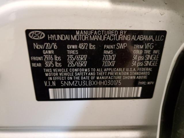 Photo 14 from auction – 2017 HYUNDAI SANTA FE S with VIN 5NMZU3LBXHH030175