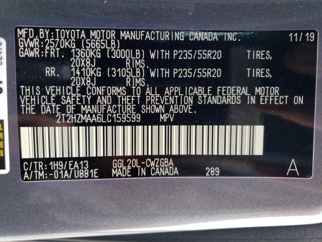 Photo 14 from auction – 2020 LEXUS RX 350 with VIN 2T2HZMAA6LC159599