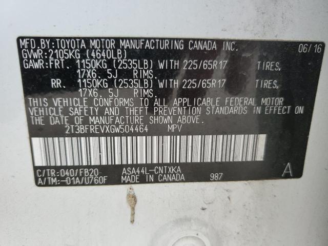 Photo 14 from auction – 2016 TOYOTA RAV4 LE with VIN 2T3BFREVXGW504464