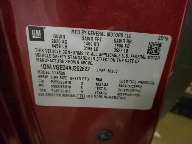 Photo 14 from auction – 2010 CHEVROLET TRAVERSE L with VIN 1GNLVGED4AJ262822
